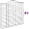 vidaXL Gabionen mit Hochbogen 2 Stk. 200x50x180/200cm Verzinktes Eisen