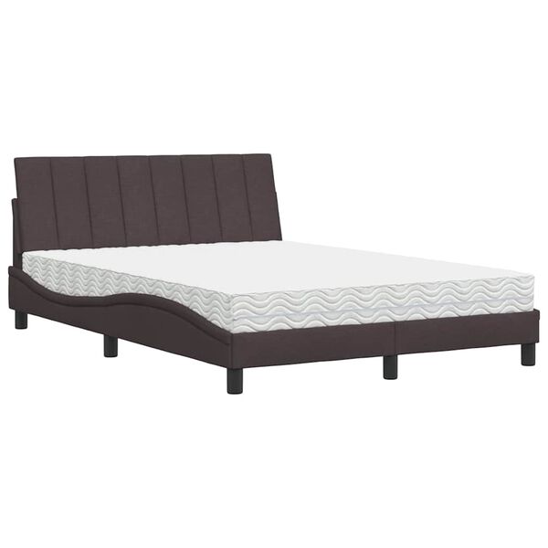 vidaXL Bett mit Matratze "Hanko" Dunkelbraun 140x190 cm Stoff