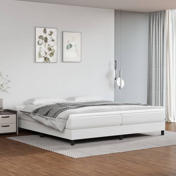 vidaXL Boxspringbett mit Matratze Weiß 200x200 cm Kunstleder