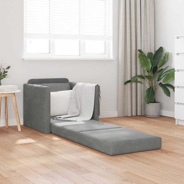 vidaXL Schlafsofa 60cm Dunkelgrau Samt
