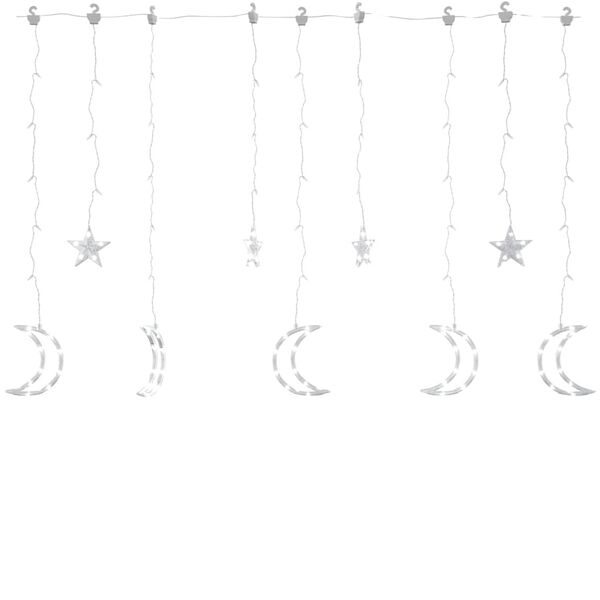 vidaXL Lichterketten Stern und Mond Fernbedienung 138 LEDs Kaltweiß