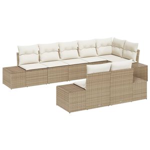 vidaXL Gartensofa-set mit Kissen 8 pcs Beige und Creme Poly-Rattan
