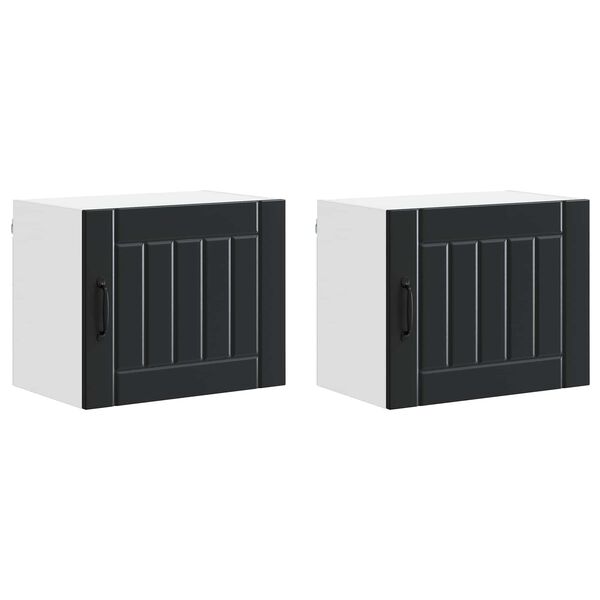 vidaXL K&uuml;chenschrank Lucca 2 pcs Schwarz 50 x 31 x 40 cm Holzwerkstoff