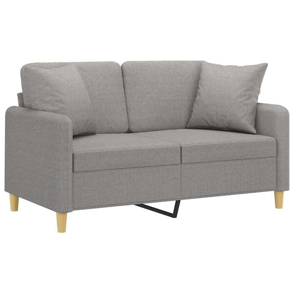 vidaXL 2-Sitzer-Sofa mit Kissen Hellgrau 120 cm Stoff