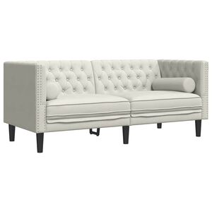 vidaXL Chesterfield-Sofa mit Nackenrollen 2-Sitzer Creme Samt