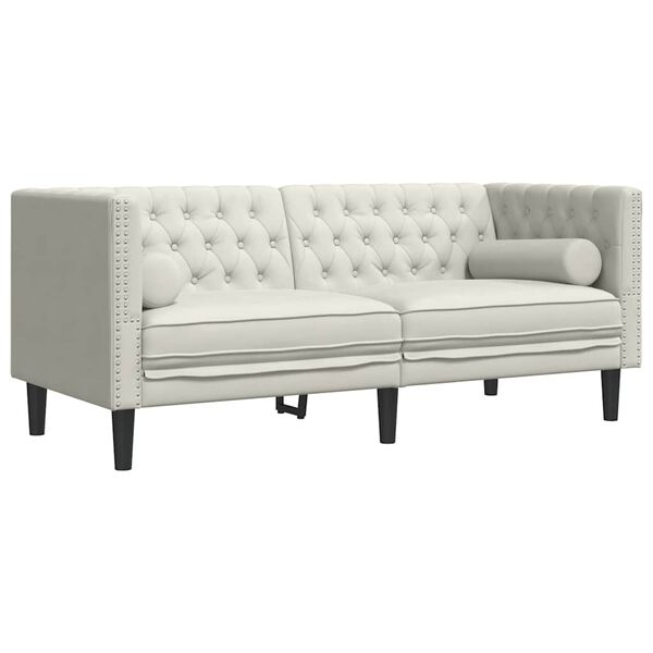 vidaXL Chesterfield-Sofa mit Nackenrollen 2-Sitzer Creme Samt