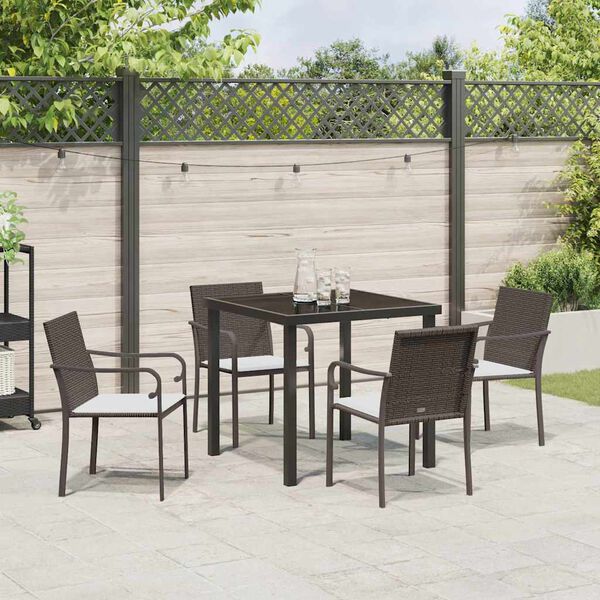 vidaXL Garten Essgruppe 5 pcs Braun Poly Rattan