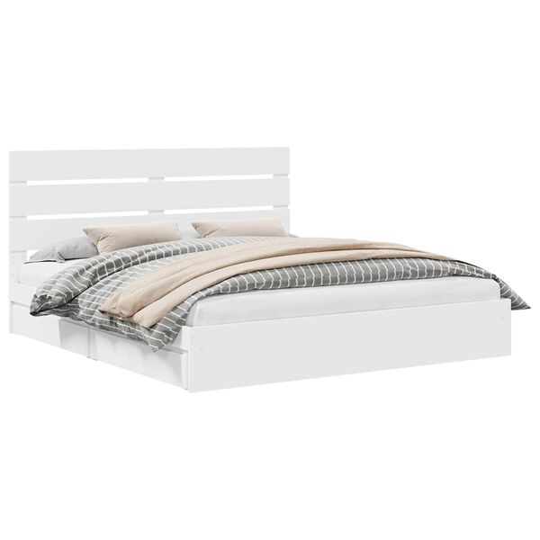 vidaXL Aufbewahrungsbett mit Kopfteil Wei&szlig; 180 x 200 cm Holzwerkstoff