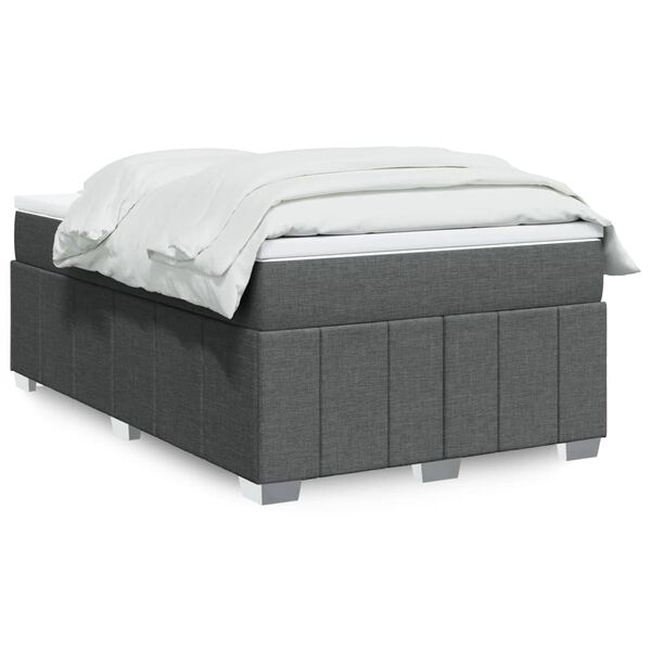 vidaXL Boxspringbett mit Matratze Dunkelgrau 120x190 cm Stoff