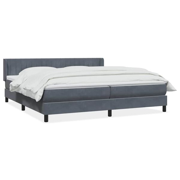 vidaXL Boxspringbett mit Matratze Dunkelgrau 180x220 cm Samt