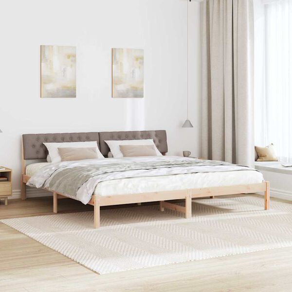 vidaXL Bettgestell Braun und Taupe 200 x 200 cm Massivholz Kiefer