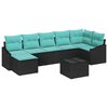 vidaXL Sofa Set mit Kissen 8 pcs Schwarz Poly Rattan
