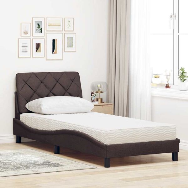 vidaXL Bett mit Matratze Dunkelbraun 90x200 cm Stoff