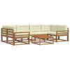 vidaXL Outdoor-Sofagarnitur mit Kissen 7 pcs Natur und Creme