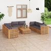 vidaXL 9-tlg. Garten-Lounge-Set mit Dunkelgrauen Kissen Teakholz