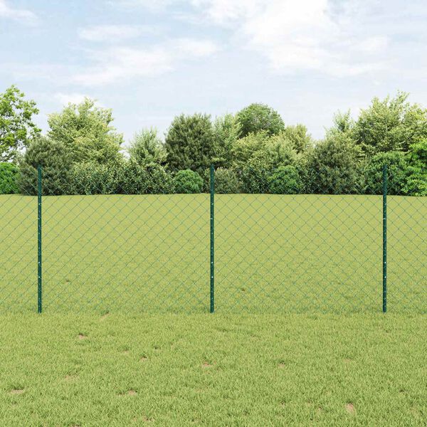 vidaXL Zaun mit Pfosten Gr&uuml;n 1 x 10 m Stahl und PVC