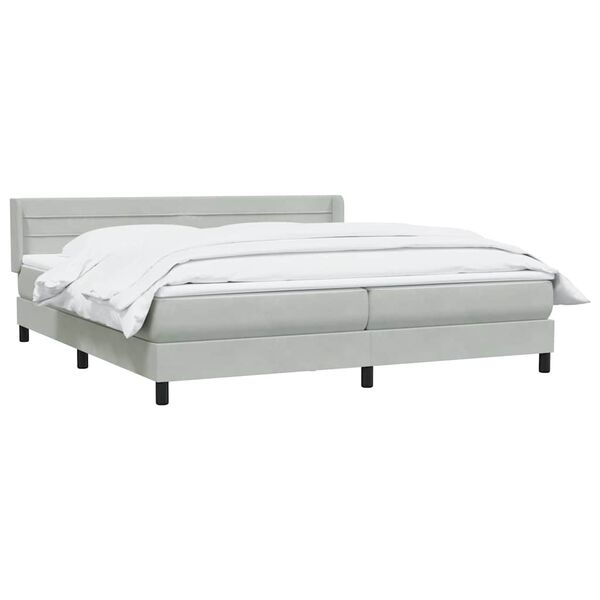 vidaXL Boxspringbett mit Matratze Hellgrau 200x210 cm Samt
