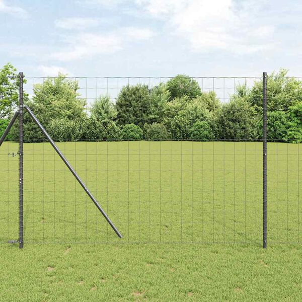 vidaXL Eurozaun Grau 1,6 x 10 m PVC-beschichtetes Eisen