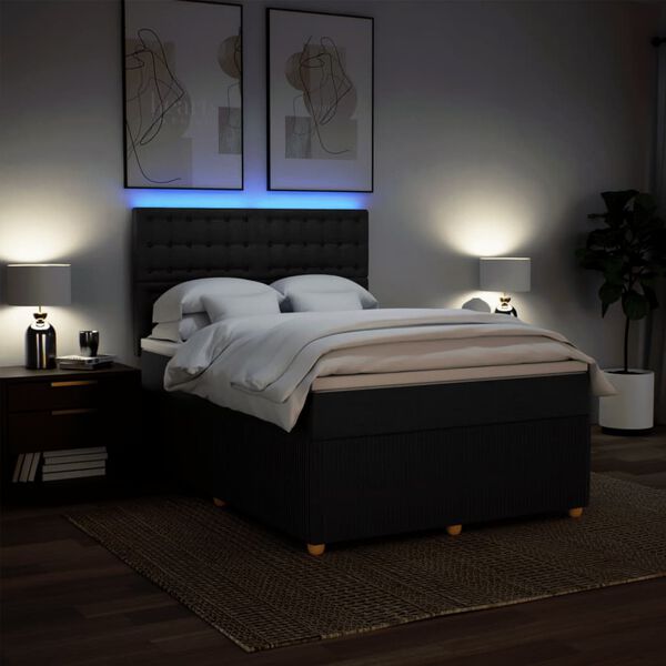 vidaXL Boxspringbett mit Matratze Schwarz 140x190 cm Stoff
