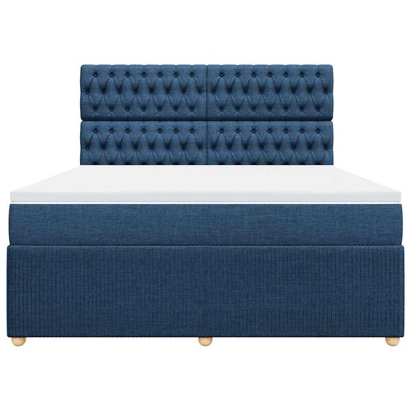 vidaXL Boxspringbett mit Matratze Blau 180x200 cm Stoff