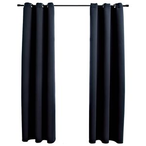 vidaXL Verdunkelungsvorh&auml;nge mit Ringen 2 Stk. Schwarz 97x213 cm Stoff