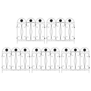 vidaXL Gartenzaun 5 pcs Schwarz Stahl