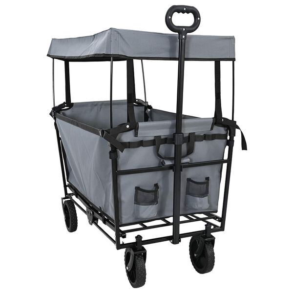 vidaXL Klapp-Handwagen Grau 105 x 56,5 x 116 cm Oxford-Stoff