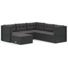 vidaXL 6-tlg. Garten-Lounge-Set mit Kissen Schwarz Poly Rattan