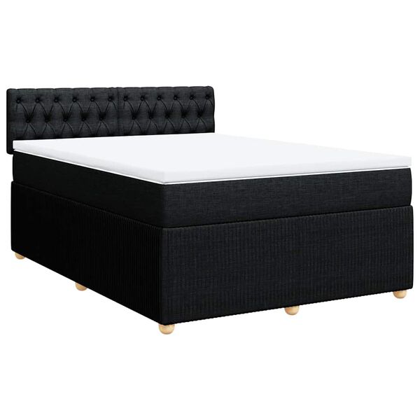 vidaXL Boxspringbett mit Matratze Schwarz 160x200 cm Stoff