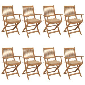 vidaXL Klappbare Gartenst&uuml;hle 8 Stk. mit Kissen Massivholz Akazie