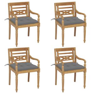 vidaXL Batavia-St&uuml;hle mit Kissen 4 Stk. Massivholz Teak