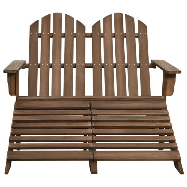 vidaXL Adirondack-Gartenbank 2-Sitzer mit Fu&szlig;teil Tannenholz Braun