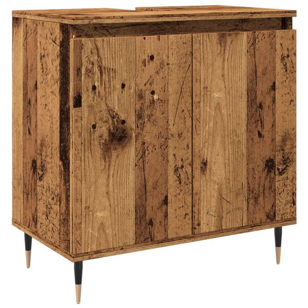 vidaXL Badschrank Altholz-Optik 58x33x60 cm Holzwerkstoff