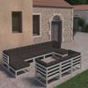vidaXL 10-tlg. Garten-Lounge-Set mit Kissen Grau Massivholz Kiefer