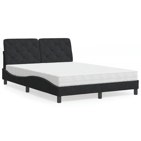 vidaXL Bett mit Matratze Schwarz 120x200 cm Samt