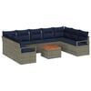 vidaXL Gartensofa-set mit Kissen 10 pcs Grau Poly-Rattan