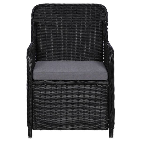 vidaXL 11-tlg. Garten-Essgruppe Poly Rattan Schwarz