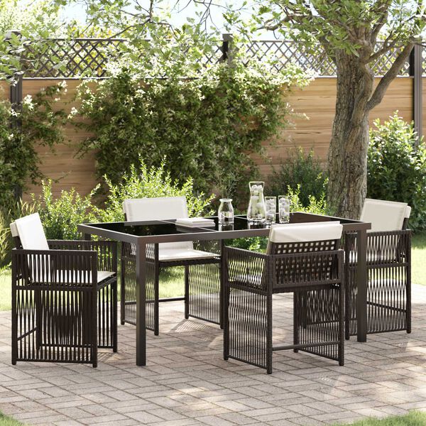 vidaXL Garten Essgruppe 5 pcs Braun Poly-Rattan