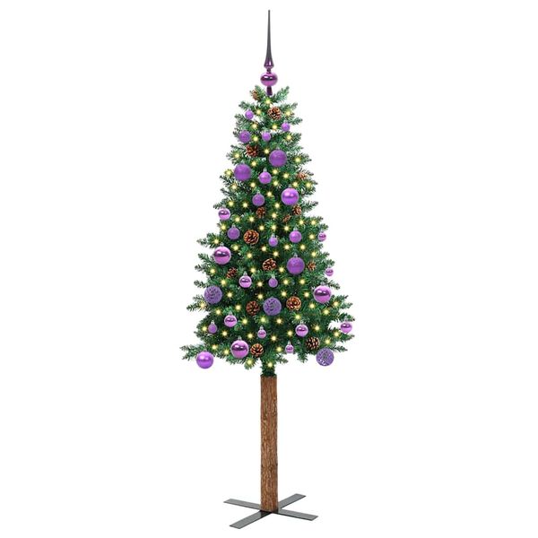 vidaXL Schlanker Weihnachtsbaum mit 150 LEDs mit St&auml;nder Gr&uuml;n 150 cm