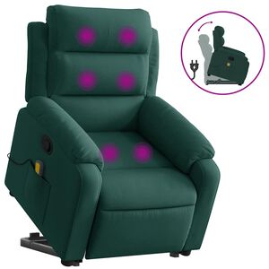 vidaXL Massagesessel mit Aufstehhilfe Dunkelgr&uuml;n Samt