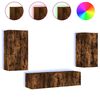 vidaXL 4-tlg. Wohnwand mit LED-Beleuchtung R&auml;uchereiche Holzwerkstoff