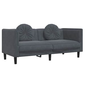 vidaXL Sofa mit Kissen 2-Sitzer Dunkelgrau Samt