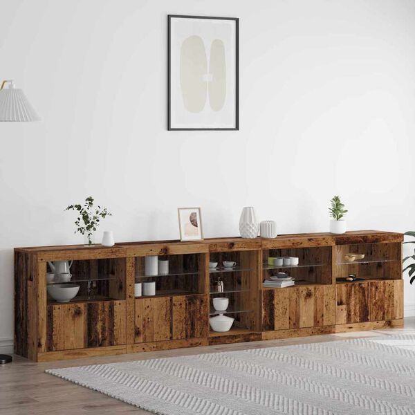 vidaXL LED-Sideboard Altholz 283 x 37 x 67 cm Holzwerkstoff