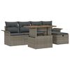 vidaXL Garten-Sofa-Set mit Kissen mit Speicher 6 pcs Grau Poly Rattan
