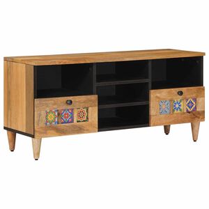 vidaXL TV-Schr&auml;nk mit Regal Natur 100 x 33 x 46 cm Massivholz Mango