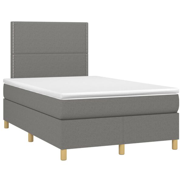 vidaXL Boxspringbett mit Matratze & LED Dunkelgrau 120x200 cm Stoff