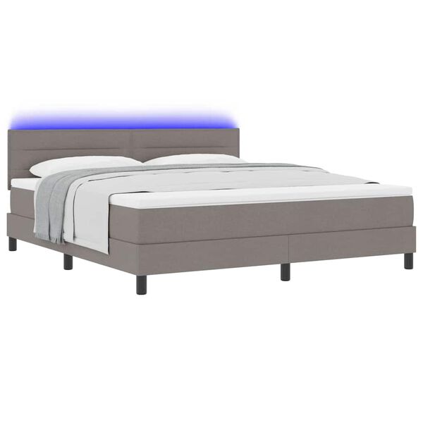vidaXL Boxspringbett mit Matratze mit LED Taupe 180 x 200 cm Stoff
