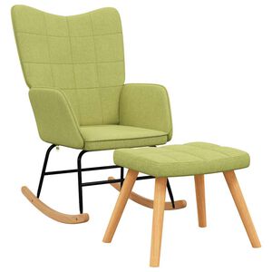 vidaXL Schaukelstuhl mit Hocker Stoff Gr&uuml;n