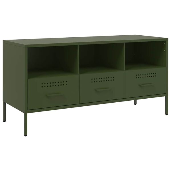 vidaXL TV-Schrank Olivgr&uuml;n 100,5x39x50,5 cm Stahl
