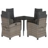 vidaXL 5-tlg. Garten-Essgruppe mit Kissen Grau Poly Rattan